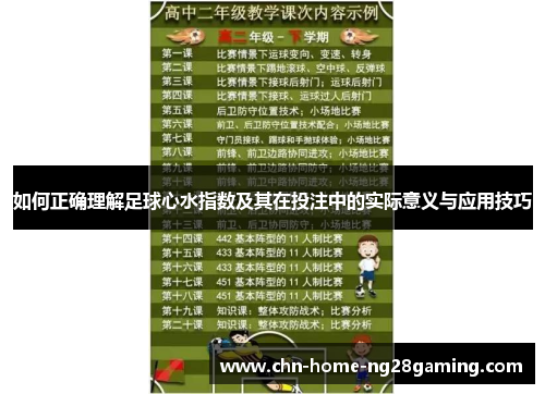 如何正确理解足球心水指数及其在投注中的实际意义与应用技巧