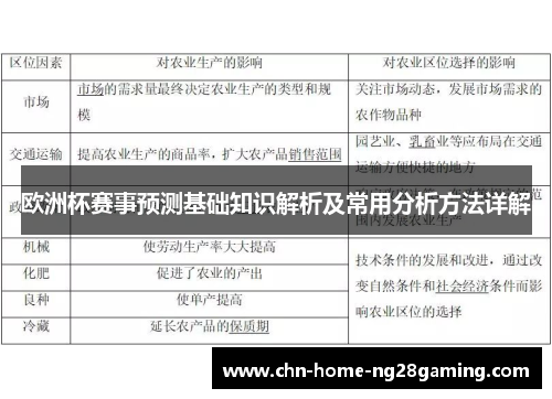 欧洲杯赛事预测基础知识解析及常用分析方法详解
